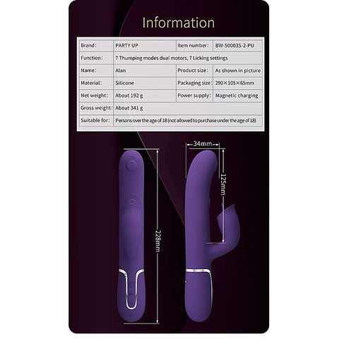 ALAN Dual Motor Vibrating Rabbit Massager by Party Up