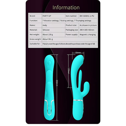 ANDY Multi Function Rabbit Vibrator by Party Up