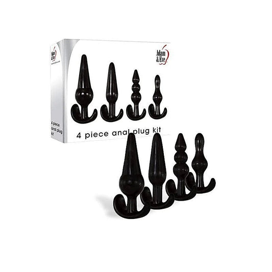 4 Piece Anal Plugs Kit Black by Adam & Eve
