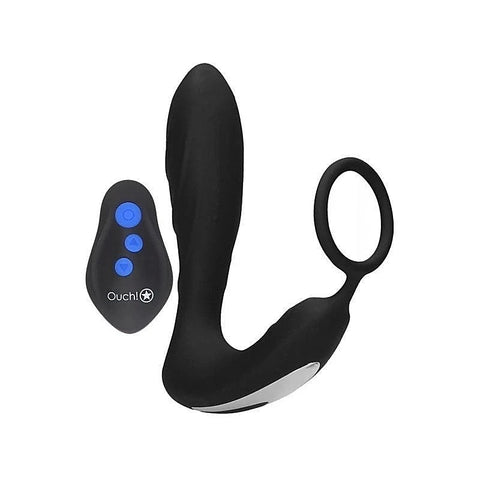 OUCH! E-stim & Vibrating Butt Plug With Cock Ring