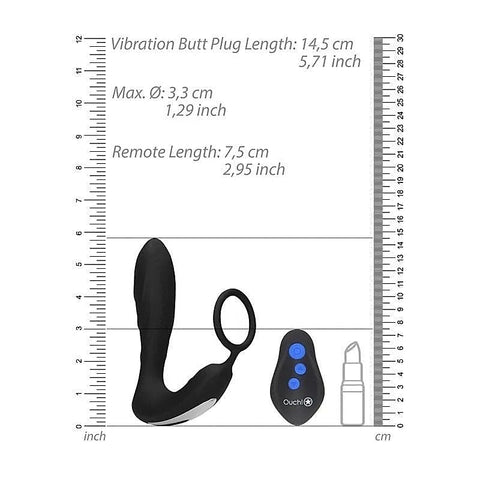 OUCH! E-stim & Vibrating Butt Plug With Cock Ring