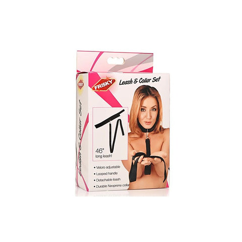 Frisky Neoprene Collar And Leash Set Black by XR Brands