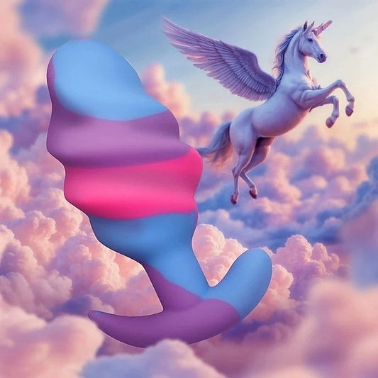 Unicorn Swirl Silicone Butt Plug Large by XR Brands