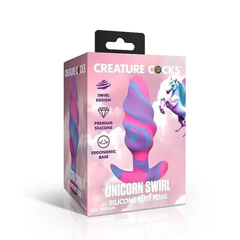 Unicorn Swirl Silicone Butt Plug Large by XR Brands