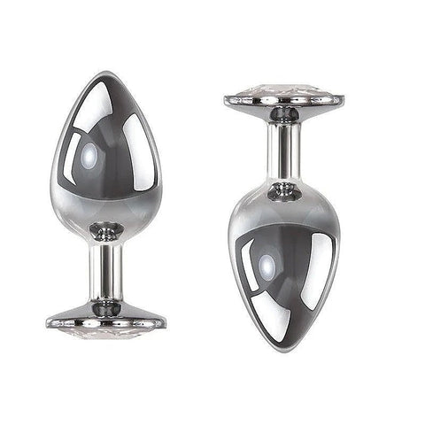 Clear Gem Base Metal Anal Plug Medium by Adam & Eve