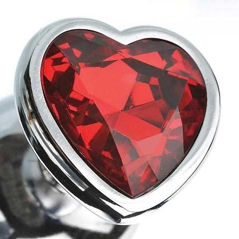 Metallic Butt Plug with Red Heart Gem Base by Adam & Eve