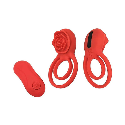 Double Ring Vibrating Rose Cock Ring by Adam & Eve