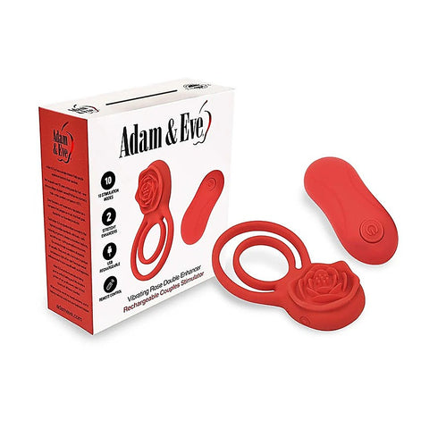 Double Ring Vibrating Rose Cock Ring by Adam & Eve