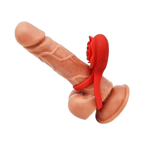 Double Ring Vibrating Rose Cock Ring by Adam & Eve