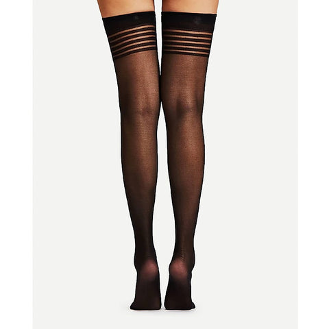 Sheer Thigh Highs With Band Top by Love In Leather