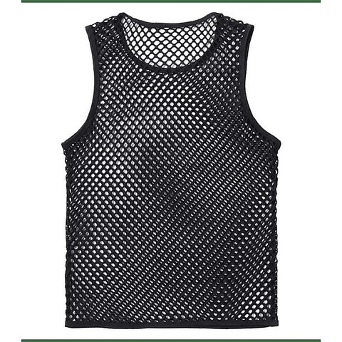 Men's Mesh Singlet with Black Binding by Love In Leather
