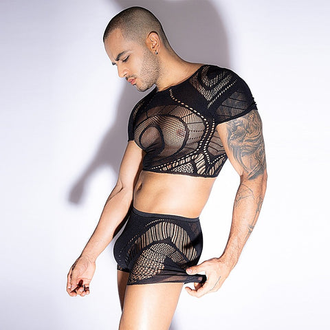 Sexy Extreme Plunge Boys Bodysuit by Love In Leather