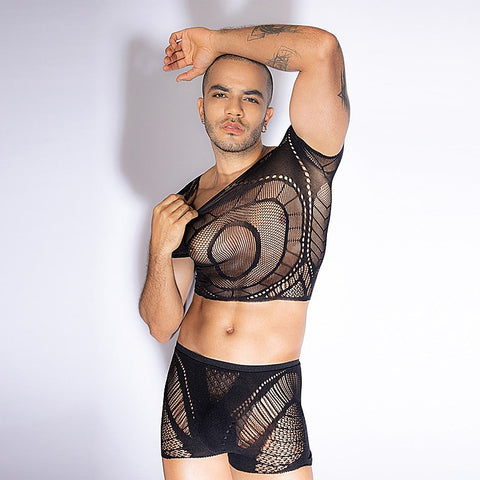 Sexy Extreme Plunge Boys Bodysuit by Love In Leather