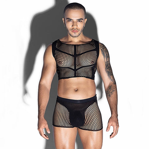 Mens Sleeveless Top & Trunks Set by Love In Leather