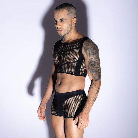 Mens Sleeveless Top & Trunks Set by Love In Leather