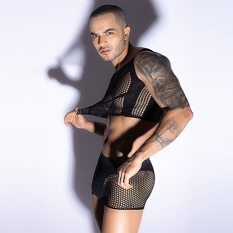 Mens Sleeveless Top & Trunks Set by Love In Leather