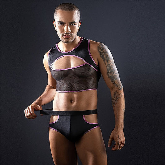 Sleeveless Top & Trunks With Cut Outs by Love In Leather