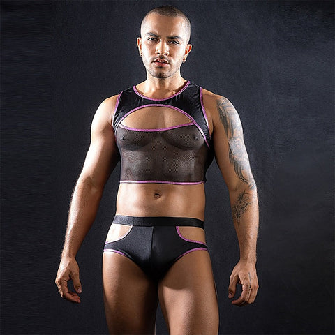 Sleeveless Top & Trunks With Cut Outs by Love In Leather