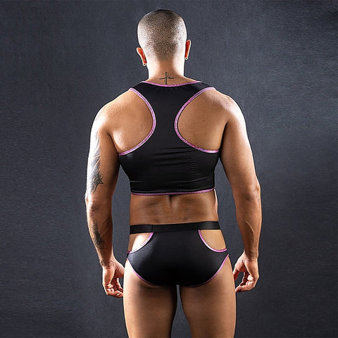 Sleeveless Top & Trunks With Cut Outs by Love In Leather