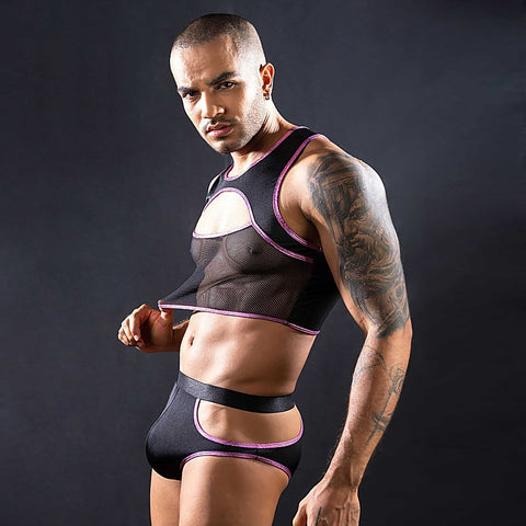 Sleeveless Top & Trunks With Cut Outs by Love In Leather