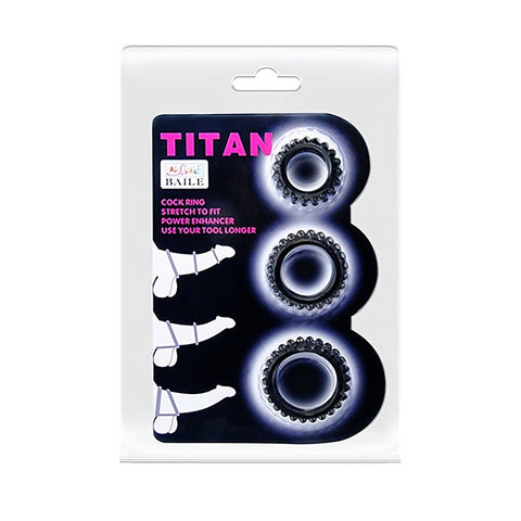 Pretty Love TITAN TPUR 3 in One Silicone Cock Ring Set