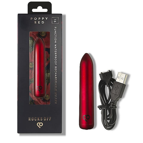 Poppy Red Rechargeable Bullet Vibrator by Rocks Off