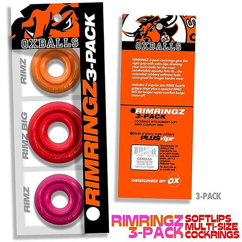 RimRingz 3 Piece Multi Size Stretchy Cock Ring by OxBalls