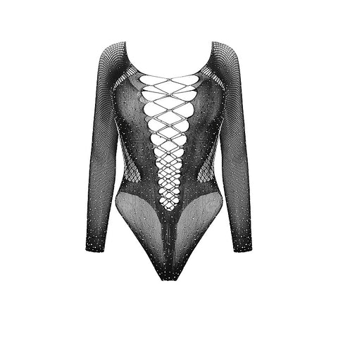 Rhinestone Sexy Womens Bodysuit by Love In Leather