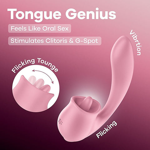 Tongue Genius Vibrator with Clit Stimulator by Satisfyer