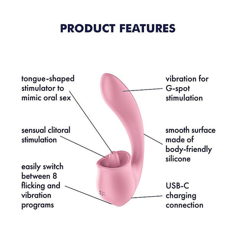 Tongue Genius Vibrator with Clit Stimulator by Satisfyer