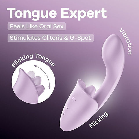 Tongue Expert Vibrator with Clitoral Stimulator by Satisfyer