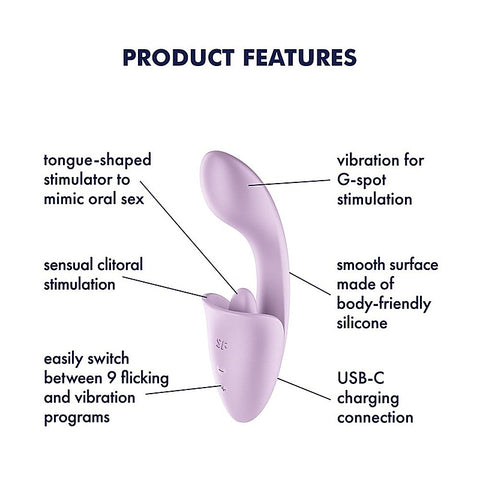 Tongue Expert Vibrator with Clitoral Stimulator by Satisfyer