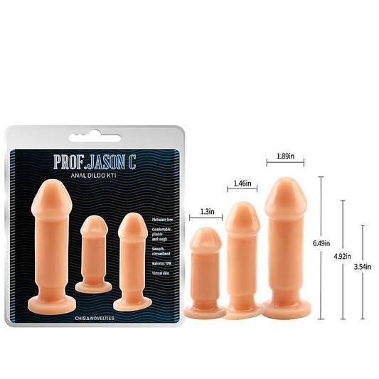 Realistic Cock Shape 3 Piece Anal Training Kit by Chisa