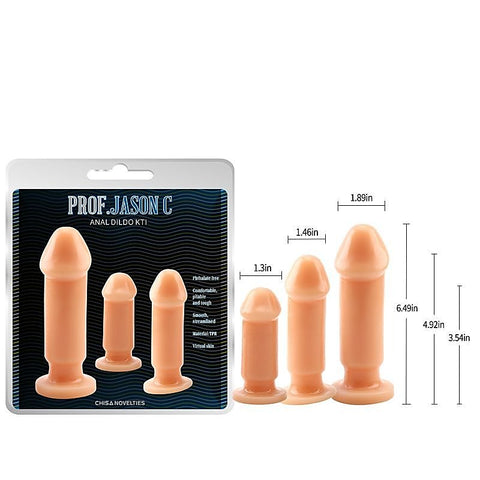Realistic Cock Shape 3 Piece Anal Training Kit by Chisa