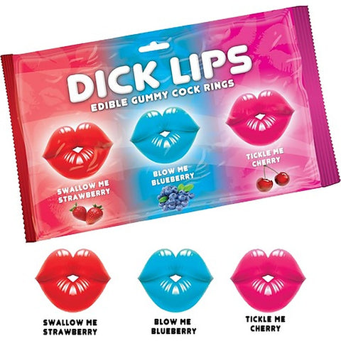 Dick Lips Gummy Cock Rings 3 Pack by Hott Products