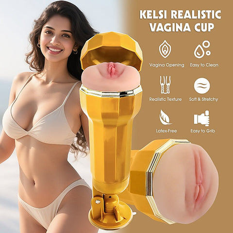 Kelsi Vibrating Realistic Vagina Cup by Chisa