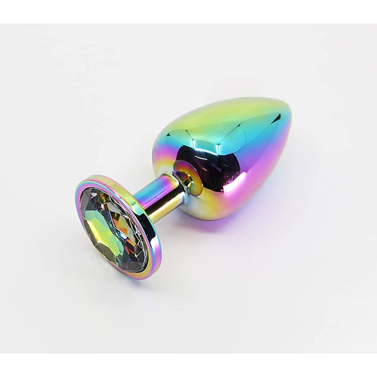 Round Gem Metal Butt Plug Pride/Rainbow by Love In Leather