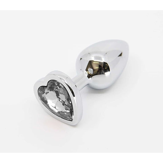 Metal Butt Plug With Heart Gem Large by Love In Leather