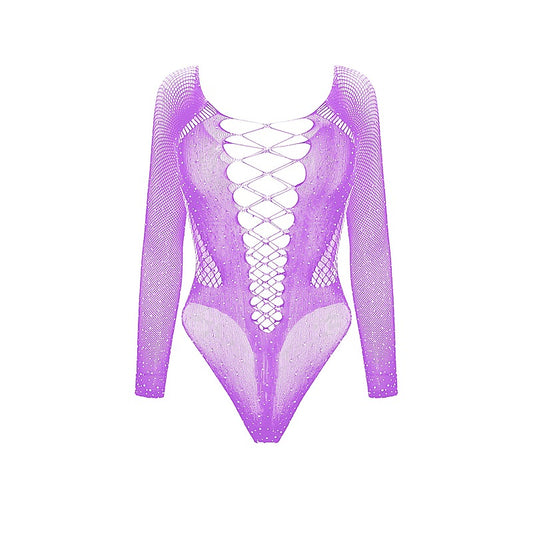 Sexy Extreme Plunge Rhinestone Bodysuit by Love In Leather