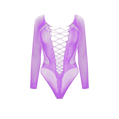 Sexy Extreme Plunge Rhinestone Bodysuit by Love In Leather