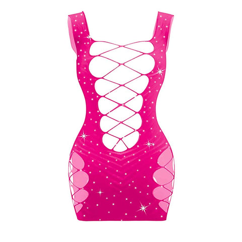 Sexy Womens Rhinestone Sleeveless Dress by Love In Leather