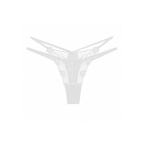 Womens Embroidered G-String Panties White by Love In Leather