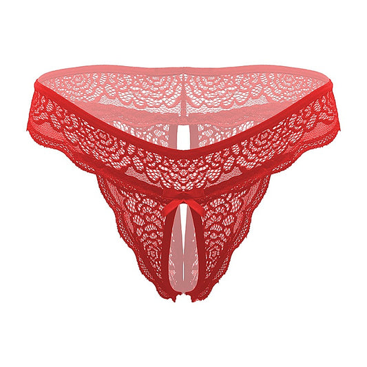 Sexy Crotchless Panties Red by Love In Leather