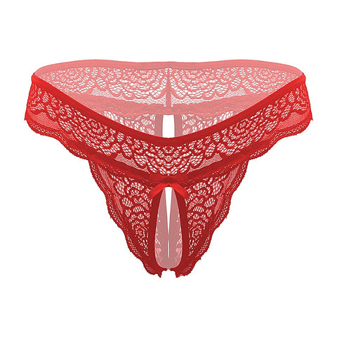 Sexy Crotchless Panties Red by Love In Leather