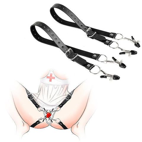Faux Leather Labia Clamp Belt by BDStyle