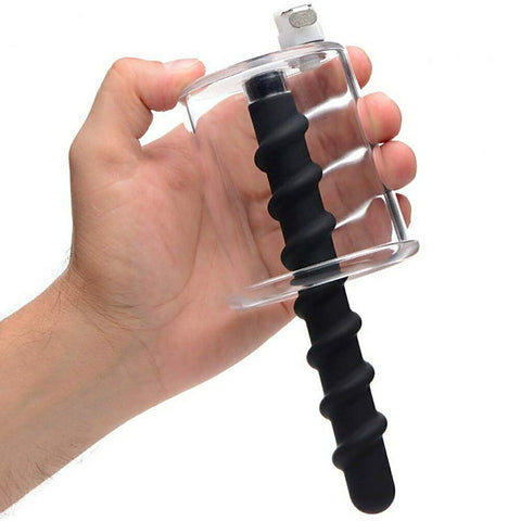 Rosebud Driller Cylinder with Silicone Swirl Anal Plug