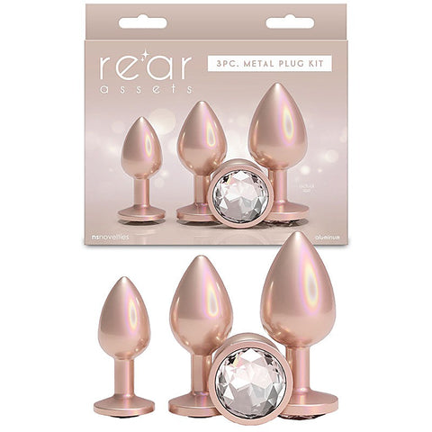 Rear Assets 3 Sizes Metallic Butt Plugs Kit by NS Novelties