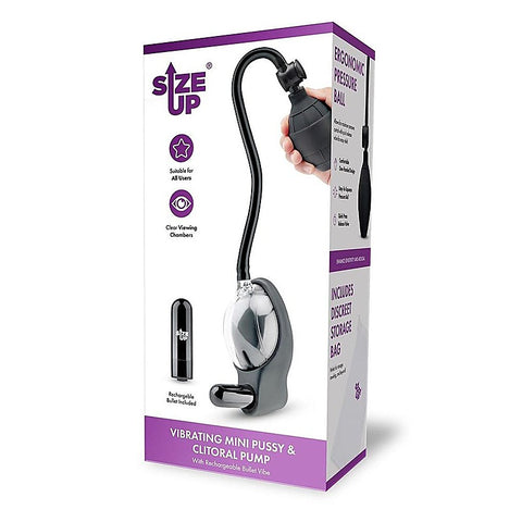Size Up Vibrating Mini Pussy & Clitoral Pump by Xgen