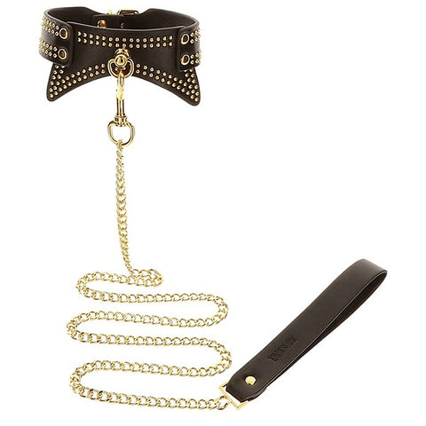 Leather Studded Collar and Leash by Scala