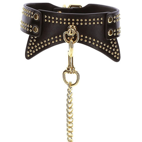 Leather Studded Collar and Leash by Scala